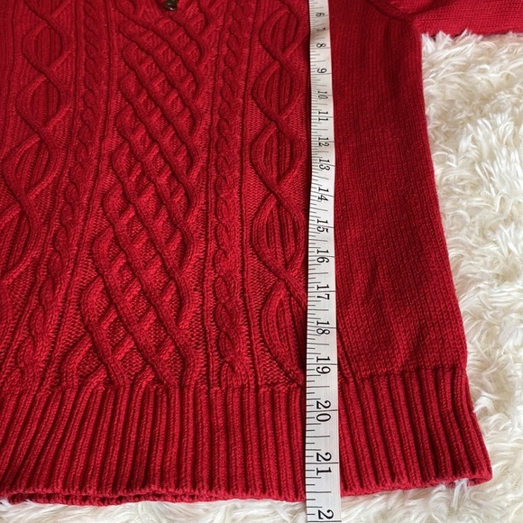 Girl’s Lands’ End Medium (10-12) 1/4 Zip Red Sweater - Picture 6 of 8